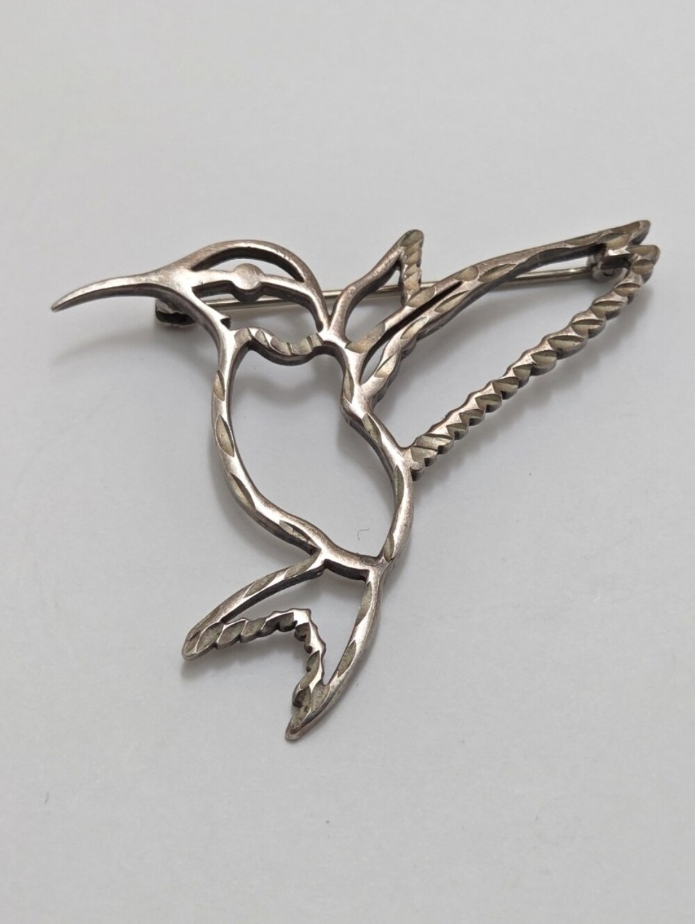 Vintage  Southwestern Sterling Silver Hummingbird Brooch Signed B.W 96